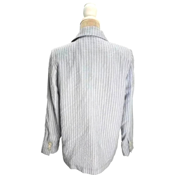 FRNCH PARIS Women's Woven Jacket Blazer Blue With White Stripes - Picture 5 of 15